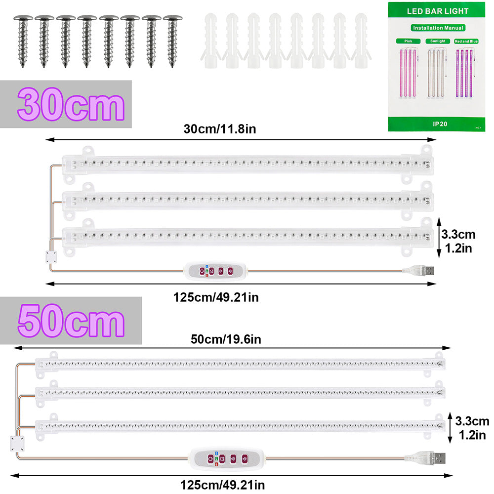 1/2/3/4 LED Grow Light Strips for Indoor Plants Red Blue Full Spectrum USB Phyto Lamp Timer Dimmable Seedlings Flower Lamp Bar