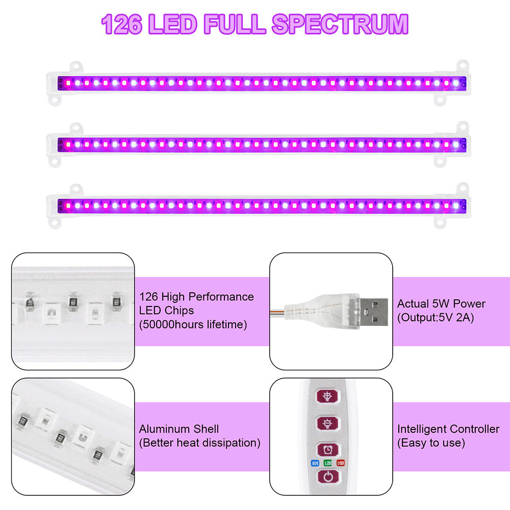 1/2/3/4 LED Grow Light Strips for Indoor Plants Red Blue Full Spectrum USB Phyto Lamp Timer Dimmable Seedlings Flower Lamp Bar