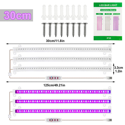 1/2/3/4 LED Grow Light Strips for Indoor Plants Red Blue Full Spectrum USB Phyto Lamp Timer Dimmable Seedlings Flower Lamp Bar