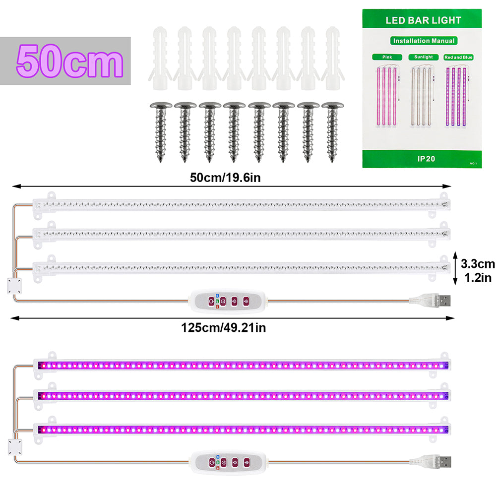 1/2/3/4 LED Grow Light Strips for Indoor Plants Red Blue Full Spectrum USB Phyto Lamp Timer Dimmable Seedlings Flower Lamp Bar