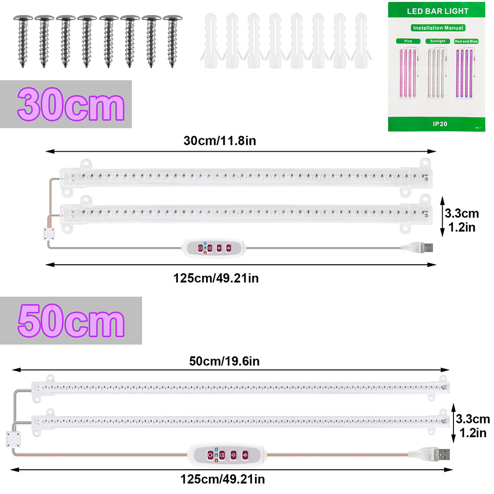 1/2/3/4 LED Grow Light Strips for Indoor Plants Red Blue Full Spectrum USB Phyto Lamp Timer Dimmable Seedlings Flower Lamp Bar