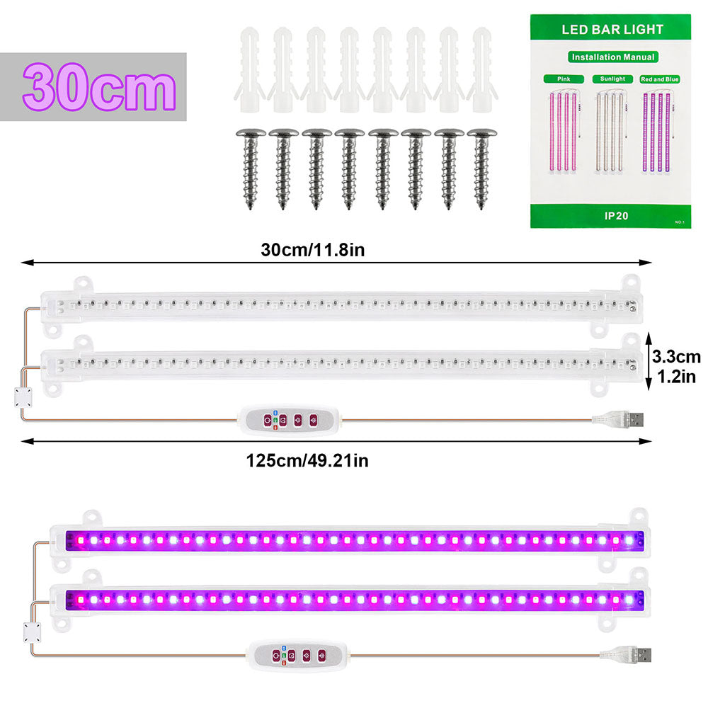 1/2/3/4 LED Grow Light Strips for Indoor Plants Red Blue Full Spectrum USB Phyto Lamp Timer Dimmable Seedlings Flower Lamp Bar