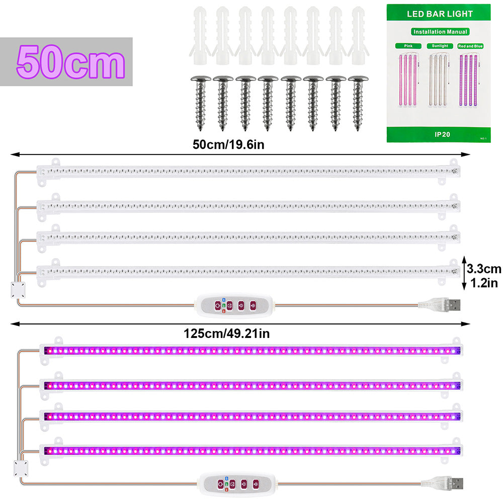 1/2/3/4 LED Grow Light Strips for Indoor Plants Red Blue Full Spectrum USB Phyto Lamp Timer Dimmable Seedlings Flower Lamp Bar