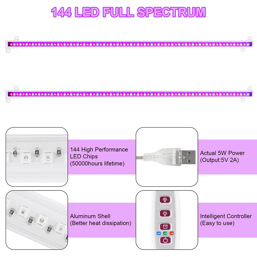 1/2/3/4 LED Grow Light Strips for Indoor Plants Red Blue Full Spectrum USB Phyto Lamp Timer Dimmable Seedlings Flower Lamp Bar