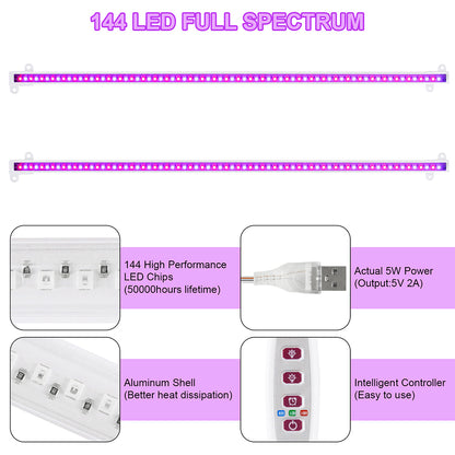 1/2/3/4 LED Grow Light Strips for Indoor Plants Red Blue Full Spectrum USB Phyto Lamp Timer Dimmable Seedlings Flower Lamp Bar