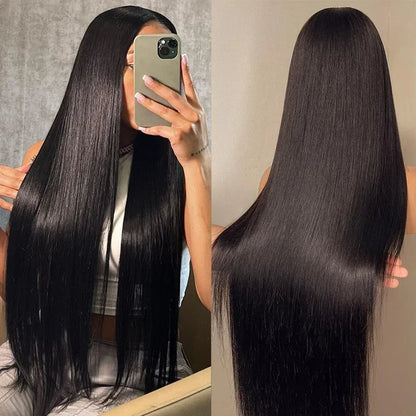 13x6 Hd Transparent lace frontal wig Human Hair pre plucked Straight Wigs 100% Natural 30 40 inch Brazilian Wigs For Women