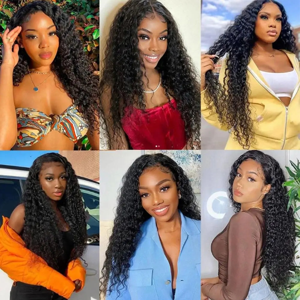 13x4 Deep Wave Lace Front Wigs Human Hair Pre Plucked 200% Density 14-32Inch Lace Frontal Human hair Wigs Natural Color Hairline