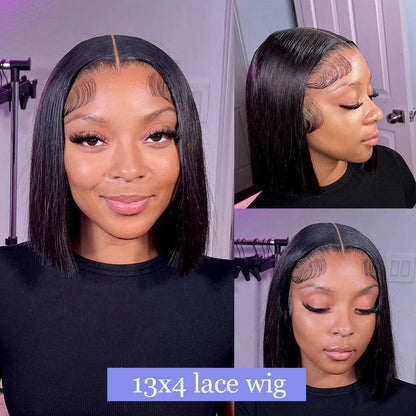 13x4 Bone Straight Human Hair Wig Transparent Lace Frontal Wigs Women Short Bob Wig Brazilian Remy Straight Natural Wigs