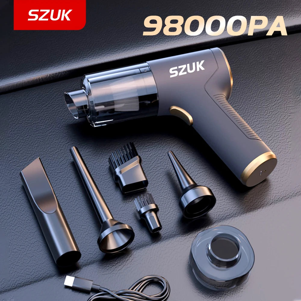 SZUK 98000PA Car Vacuum Cleaner Mini Powerful Cleaning Machine Strong Suction Handheld for Car Portable  Wireless Home Appliance