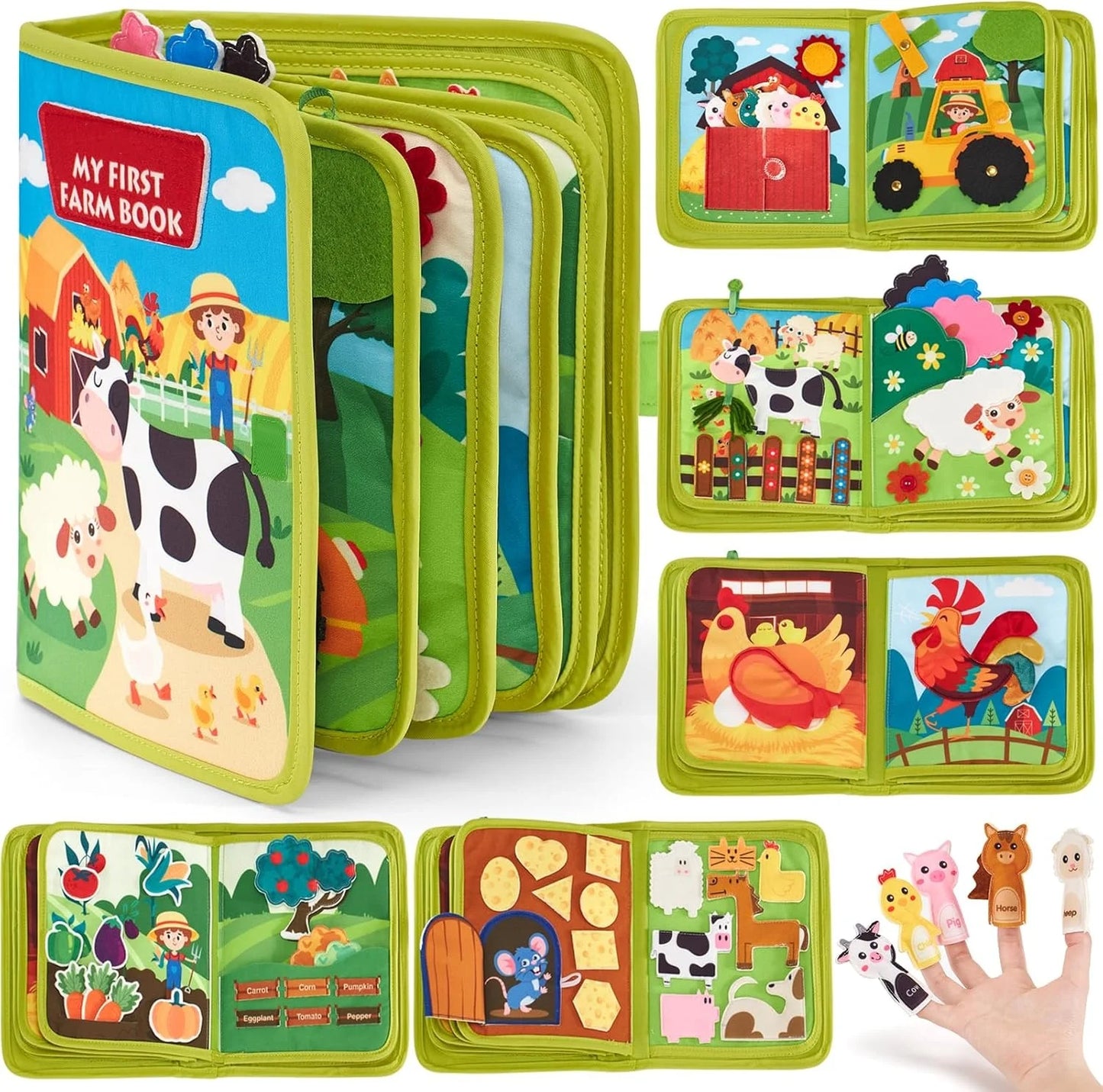 Toddlers Montessori Toys Farm Animal Story Busy Cloth Book Preschool Learning Fine Motor Toys Kids Early Education Felt Book