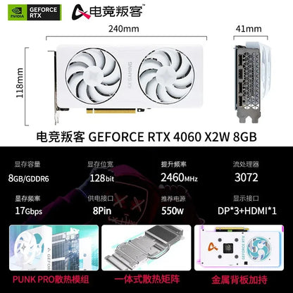 USAED Новый AX-Power By INNO3D GEFORCE RTX 4060 X2W 8GB GDDR6 RTX 4060 Graphic Card Gaming GPU placa de video видеокарта