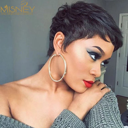 Short Bob Straight Human Hair Wigs Natural Color Brazilian Remy Hair Pixie Cut Wig Cheap Human Hair Wig For Black Women Misney