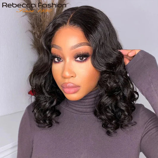 Body Wave Bob Wig 13x5x1 Peruvian Body Wave Lace Front Wigs Natural Color Preplucked Human Hair Lace Wigs For Black Women