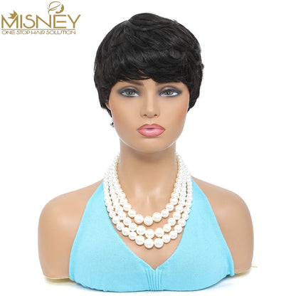 Short Bob Straight Human Hair Wigs Natural Color Brazilian Remy Hair Pixie Cut Wig Cheap Human Hair Wig For Black Women Misney