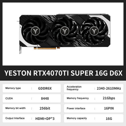 USED  RTX4070Ti SUPER 16G/RTX4070TI-12G Graphics Card GDDR6X NVIDIA 5NM 256Bit 16Pin Video Card placa de video PCI 4.0