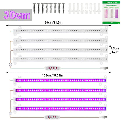 1/2/3/4 LED Grow Light Strips for Indoor Plants Red Blue Full Spectrum USB Phyto Lamp Timer Dimmable Seedlings Flower Lamp Bar