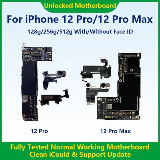 Fully Tested Authentic Motherboard For iPhone 12 Pro Max 128g/256g Unlocked Mainboard With Face ID Cleaned iCloud Fast Shipping