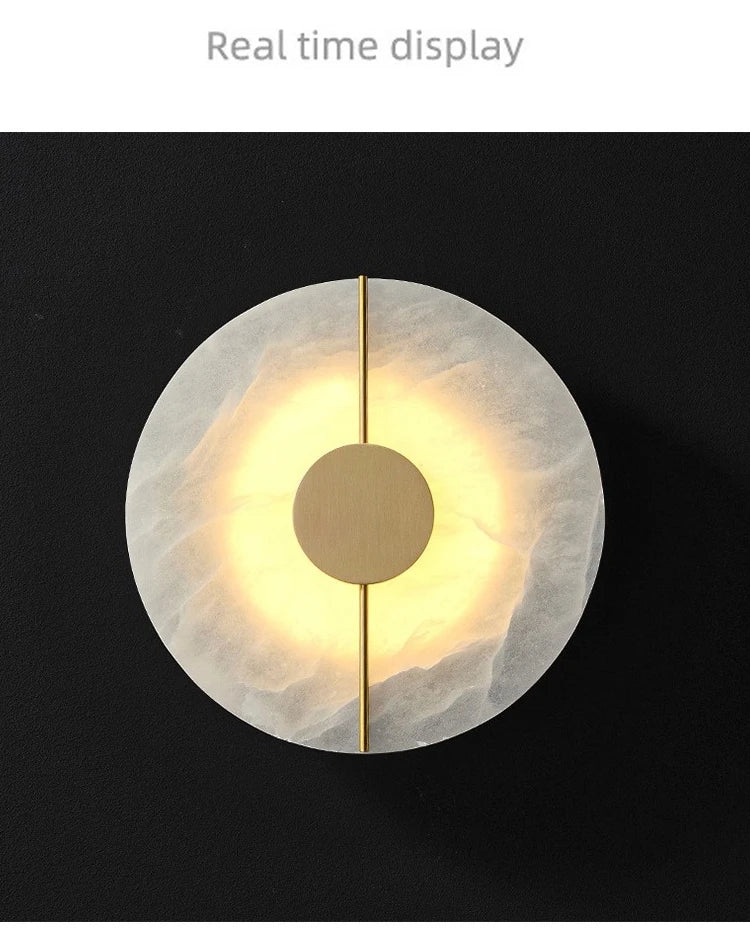 Modern Alabaster round Wall lamp marble stone indoor living room bedroom bedside kitchen Light corridor home decoration lighting