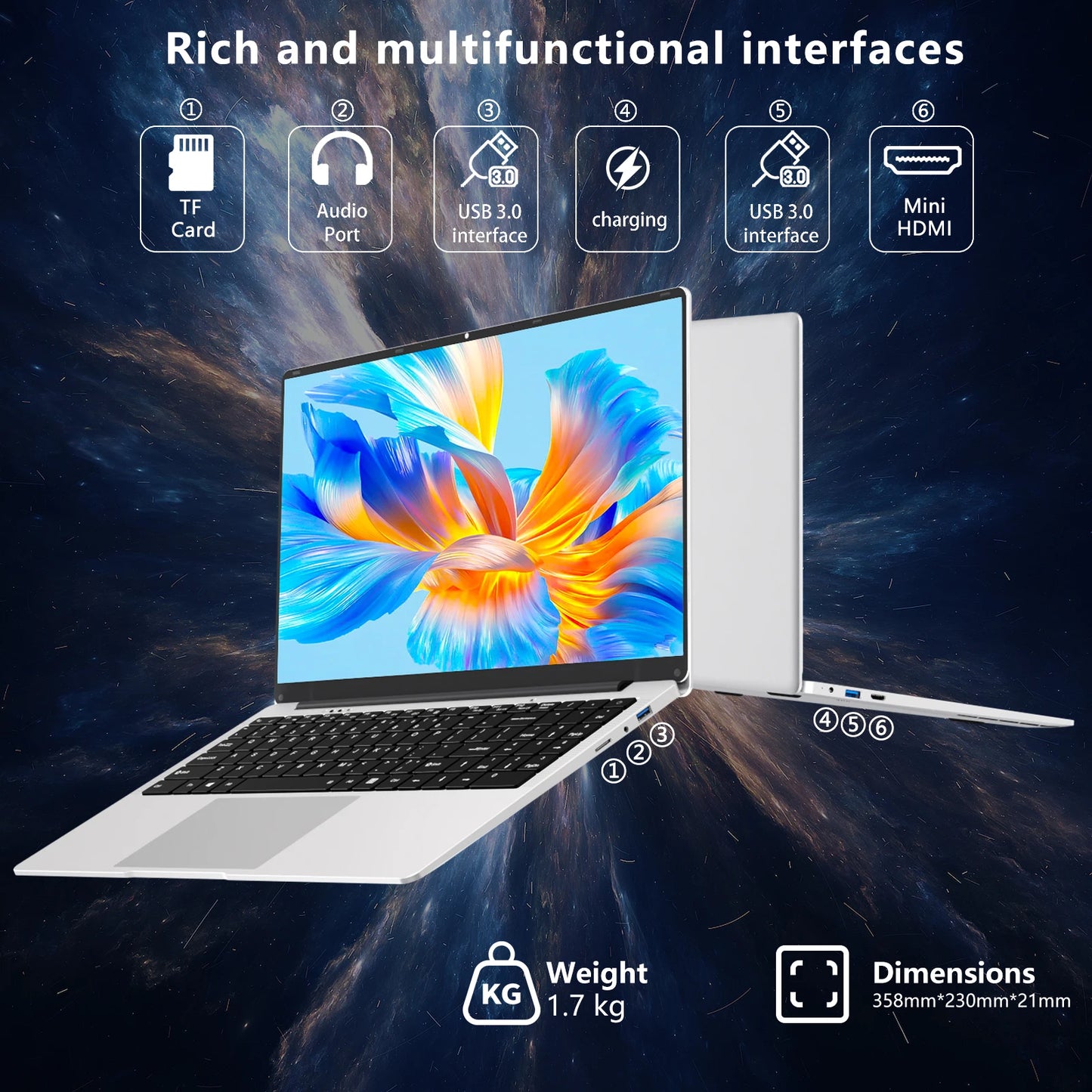 Laptops 15.6 Inch 8GB RAM 256 GB SSD 1920*1080P  Screen Learning Portable Notebook Computer with Office 365 Camera for Student