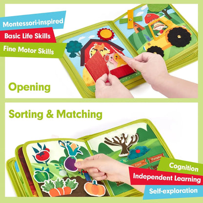 Toddlers Montessori Toys Farm Animal Story Busy Cloth Book Preschool Learning Fine Motor Toys Kids Early Education Felt Book