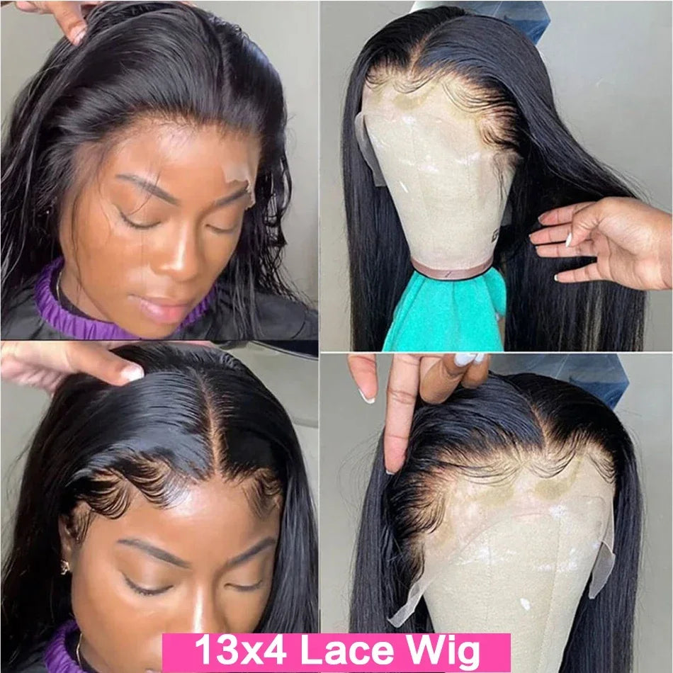 13x6 Hd Transparent lace frontal wig Human Hair pre plucked Straight Wigs 100% Natural 30 40 inch Brazilian Wigs For Women