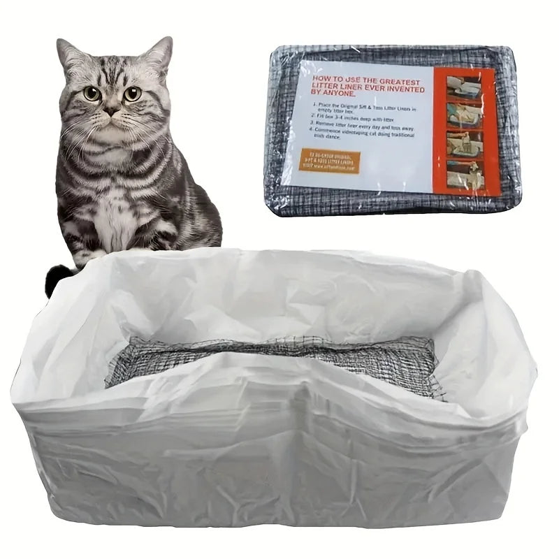 10pcs Reusable Cat Feces Filter, Hands Free Pet Cat Excrement Liners Filter Net For Pet Hygienic Litter Box Liners