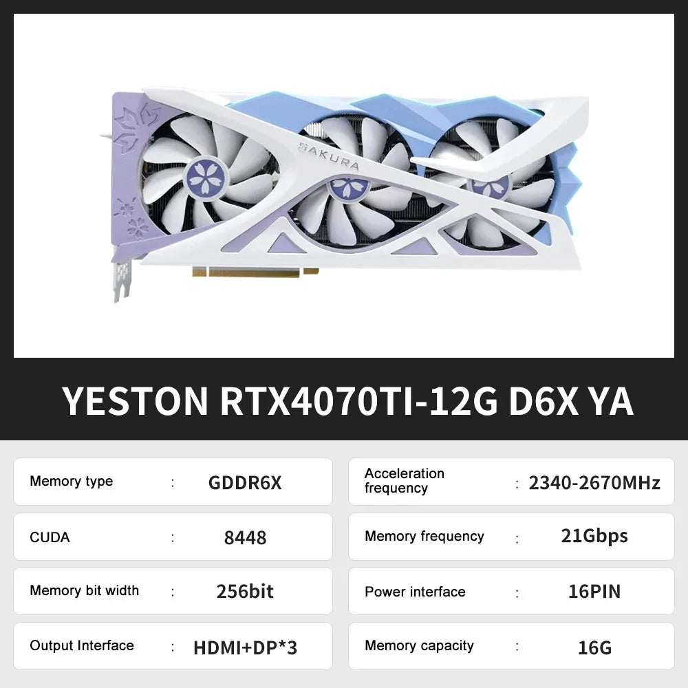 USED  RTX4070Ti SUPER 16G/RTX4070TI-12G Graphics Card GDDR6X NVIDIA 5NM 256Bit 16Pin Video Card placa de video PCI 4.0