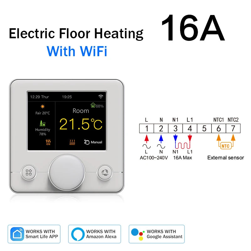 Tuya Wifi Thermostat Smart Thermostat Gas Boiler Water Floor Heating Termostato Digital Temperature Controller Smart Life Alexa