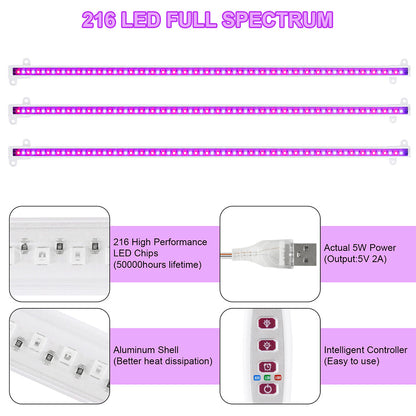 1/2/3/4 LED Grow Light Strips for Indoor Plants Red Blue Full Spectrum USB Phyto Lamp Timer Dimmable Seedlings Flower Lamp Bar