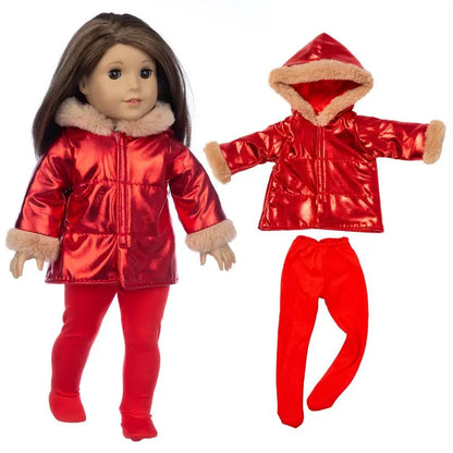 Winter clothes For 18 inch American Girl Doll Jackets+Pants and Doll accessories Children best Gift (Shoes are not included)