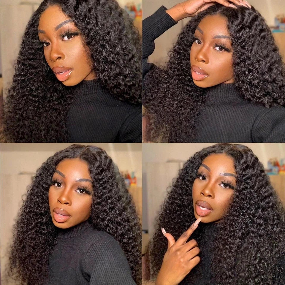 13x4 Kinky Curly Lace Front Human Hair Wigs For Women 100% Brazilian HD Deep Wave Frontal Wig Water Curly Human Hair Wig Sale