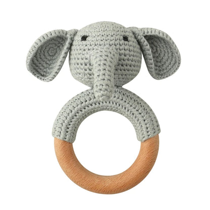 1pc Baby Teether Safe Wooden Toys Mobile Pram Crib Ring DIY Crochet Giraffe Deer Rattle Soother Product