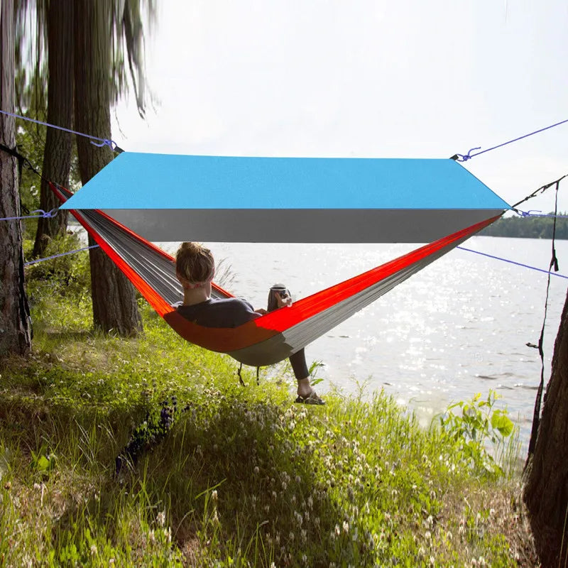 Camping Hammock with Bug Net and Rainfly Tarp,118x118in Portable Waterproof and UV Protection Hammock Tent for Indoor, Outdoor