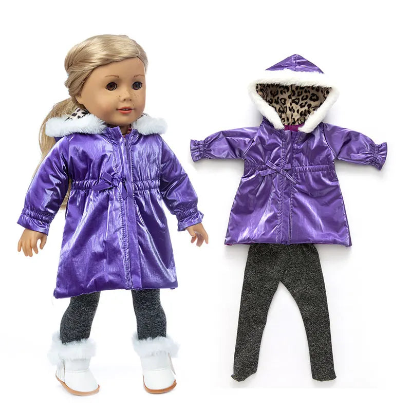 Winter clothes For 18 inch American Girl Doll Jackets+Pants and Doll accessories Children best Gift (Shoes are not included)