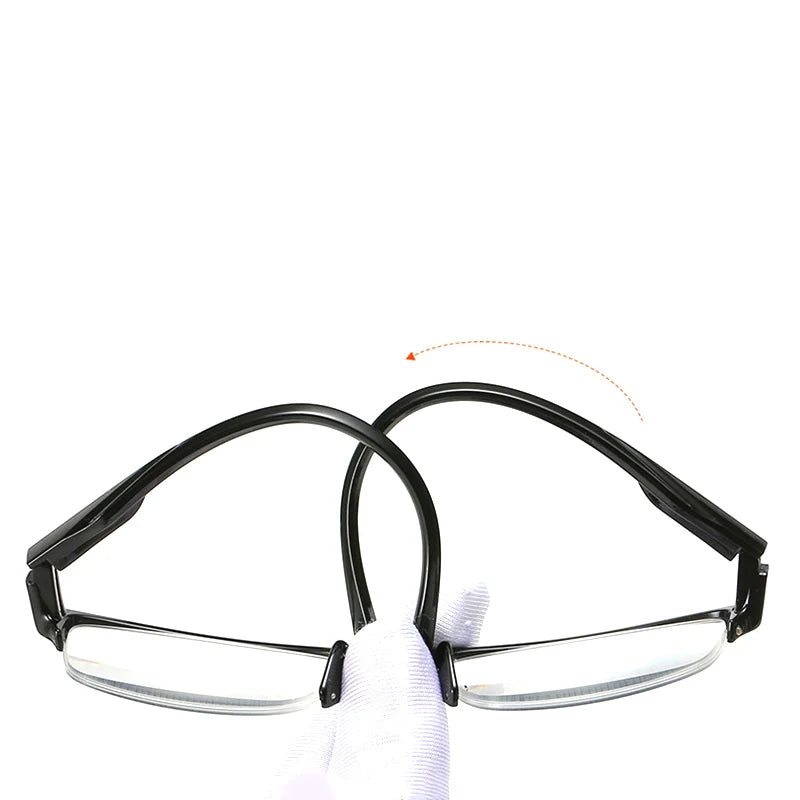 Square Half Frame Reading Glasses Men Resin Clear Magnifying Presbyopic Glasses Black  +75 125 175 225 275 325 375