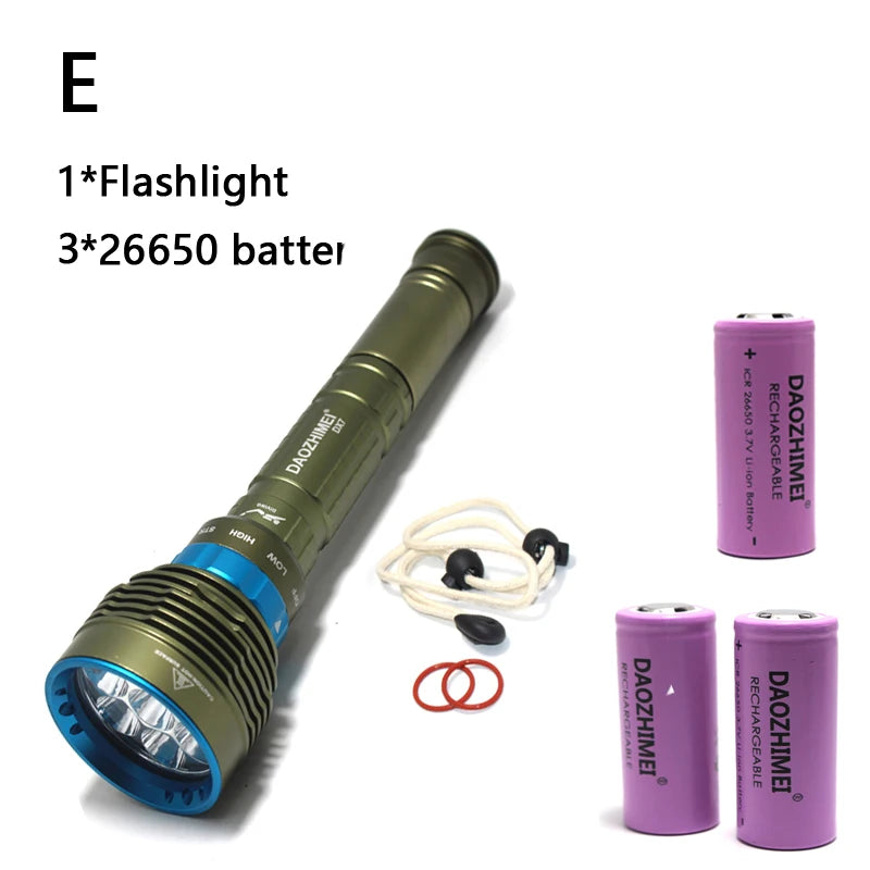 2024 new 8000LM high power Waterproof Diving Flashlight T6 L2 Underwater light 3 Modes 18650/26650 Scuba Flash Light