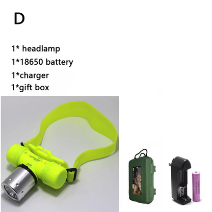 Diving Headlamp T6 LED Underwater Diving Headlight 3800 Lumen 10w Dive Flashlight Head Light Torch + battery/Charger/box