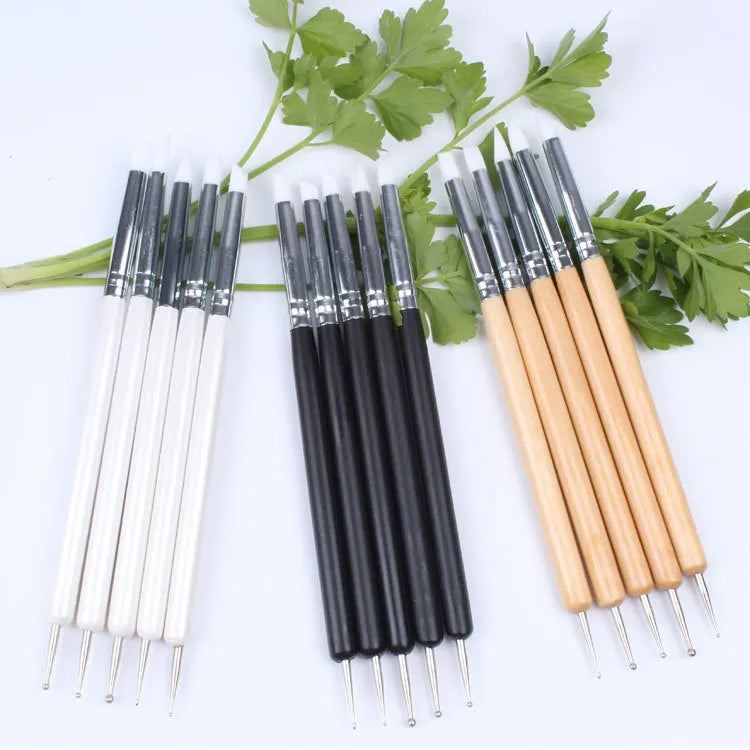 New 6 Colors 5Pcs/Set Stainless Steel Two Head Sculpting Polymer and Soft Pottery Clay Tool Silicone Modelling Art Shaper Tools