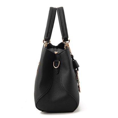 Yogodlns Elegant Women Messenger Bags with flower pendant Office Ladies Totes Pure Handbag for female Crossbody Shoulder Bags