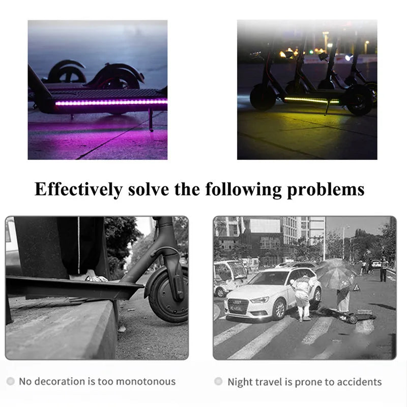 Waterproof Scooter LED Strip For Xiaomi M365 1s Pro Pro2 MI3 Electric Scooter Safety Night Light Flashlight Lamp Multiple Color