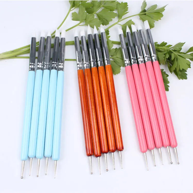 New 6 Colors 5Pcs/Set Stainless Steel Two Head Sculpting Polymer and Soft Pottery Clay Tool Silicone Modelling Art Shaper Tools