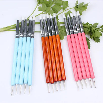 New 6 Colors 5Pcs/Set Stainless Steel Two Head Sculpting Polymer and Soft Pottery Clay Tool Silicone Modelling Art Shaper Tools