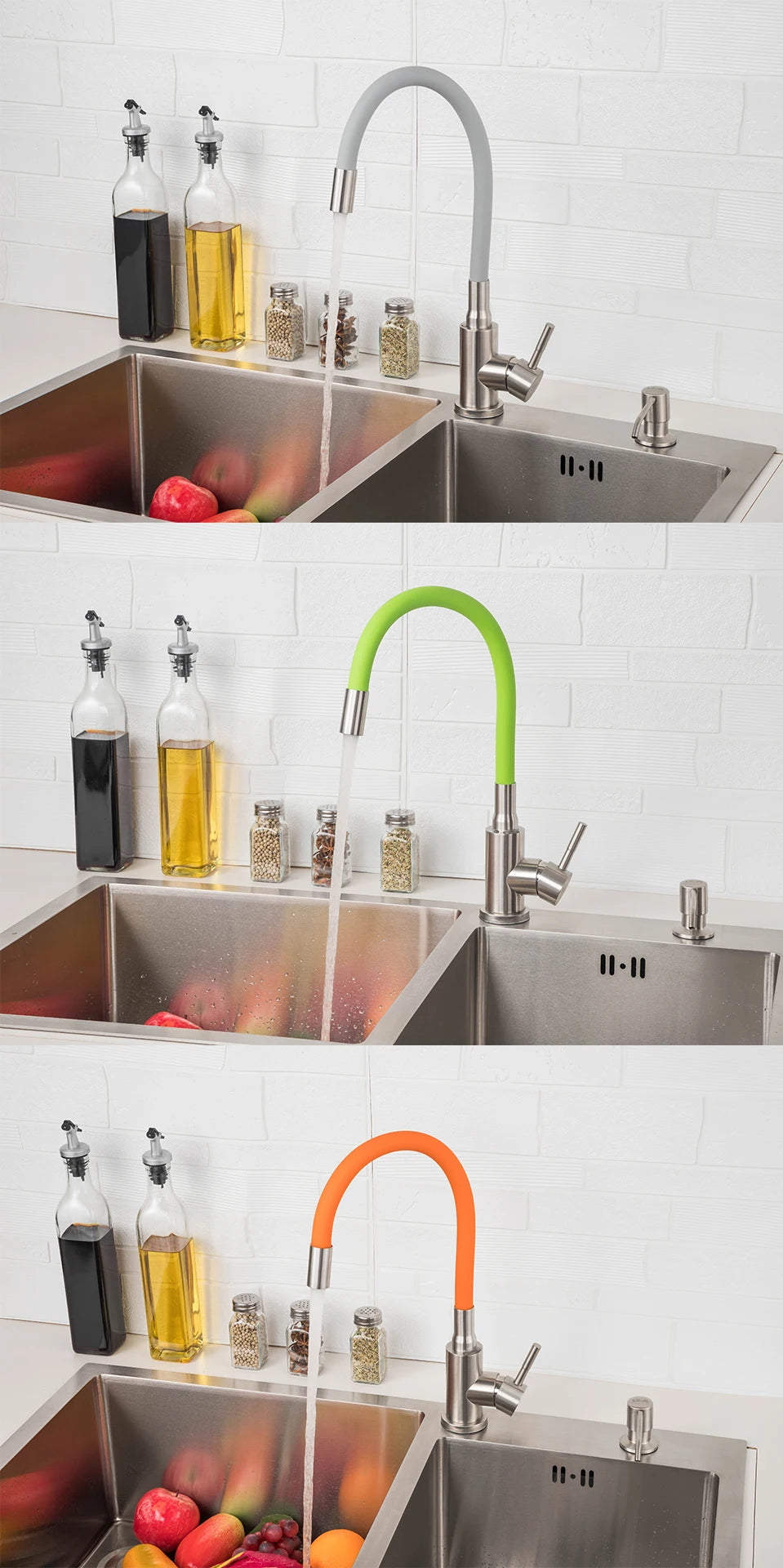 ULA Stainless Steel Kitchen Faucet Kitchen Sink Faucet Hot Cold Water Sink Mixer Tap Colorful Hose Tap Crane Torneira