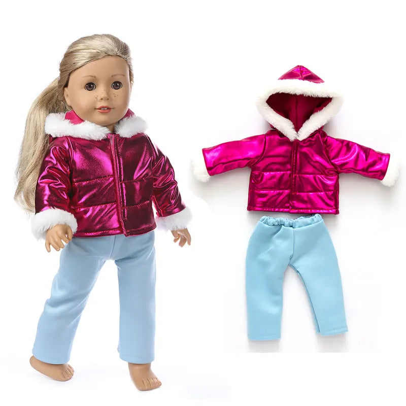 Winter clothes For 18 inch American Girl Doll Jackets+Pants and Doll accessories Children best Gift (Shoes are not included)