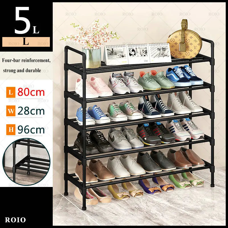 Simple Shoe Rack Metal Shoe Shelf Footwear Shoe Rack Living Room Space Saving Shoes Organizer Stand Holder Black Shoe Shelf