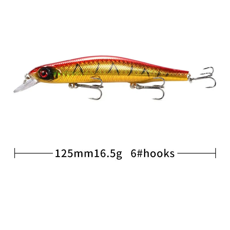 1pc Fishing Lure Minnow 12.5cm/17.7g Topwater Artificial Bait 3D Eyes Plastic Wobblers Tackle Pesca Far-casting Magnet System