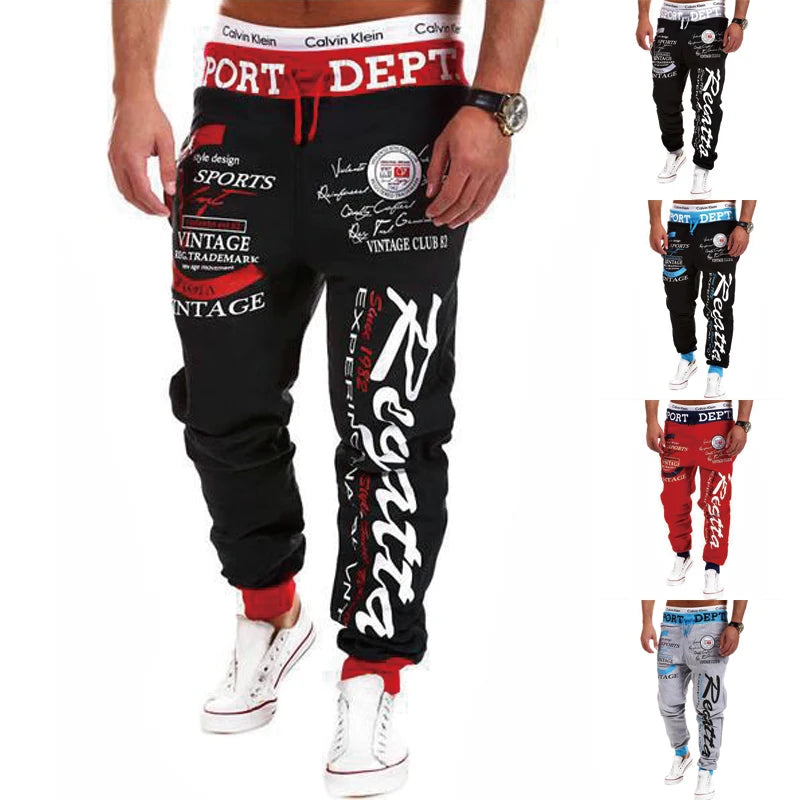 Men's Sweatpants Joggers Trousers Elastic Waist Letter Graphic Prints Sports Outdoor Daily Wear Casual Hip Hop Gray-blue Black