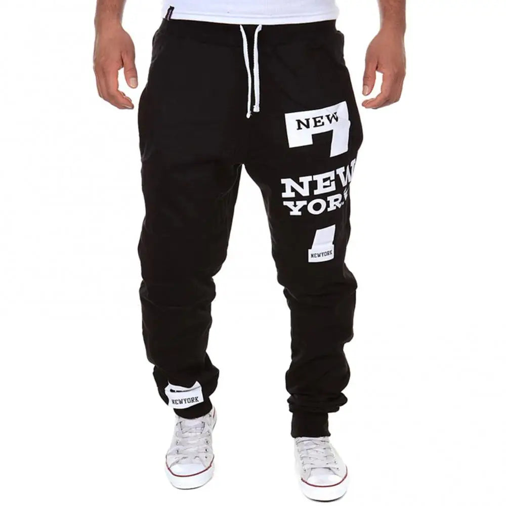 Autumn Winter Pants Men Casual Jogger Number 7 Printed Letter Drawstring Sweatpants Trousers Pants Jogging Pants Streetwear