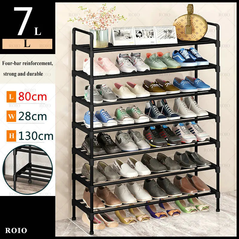 Simple Shoe Rack Metal Shoe Shelf Footwear Shoe Rack Living Room Space Saving Shoes Organizer Stand Holder Black Shoe Shelf