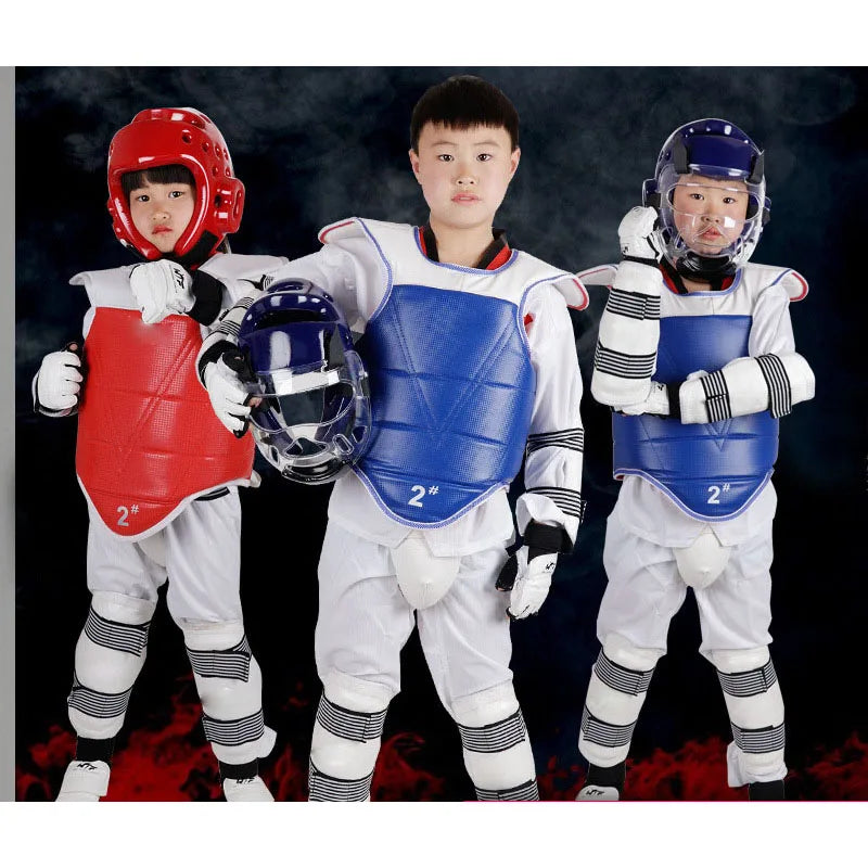 eight-piece Set Taekwondo Equipment Helmet Kickboxing Armor Guantes De Boxeo WTF Foot Gloves Game Equipment Capacete